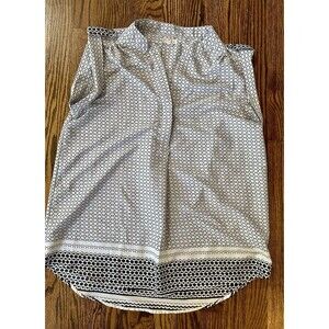 Antilia Femme Blouse Top Women's Large Black White Design Cuffed Tab Tank‎ EUC